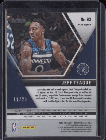 Jeff Teague 2019-20 Panini Mosaic Fast Break Pink 12/20