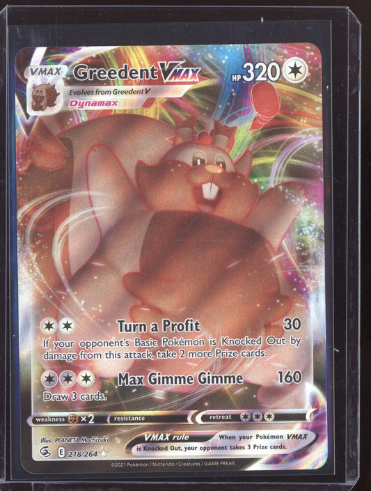 Greedent VMAX 2021 Pokemon Fusion Strike Holo Rare VMAX 218/264
