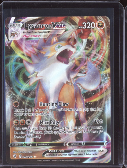 Lycanroc VMAX 2021 Pokemon Evolving Skies Holo Rare VMAX 092/203
