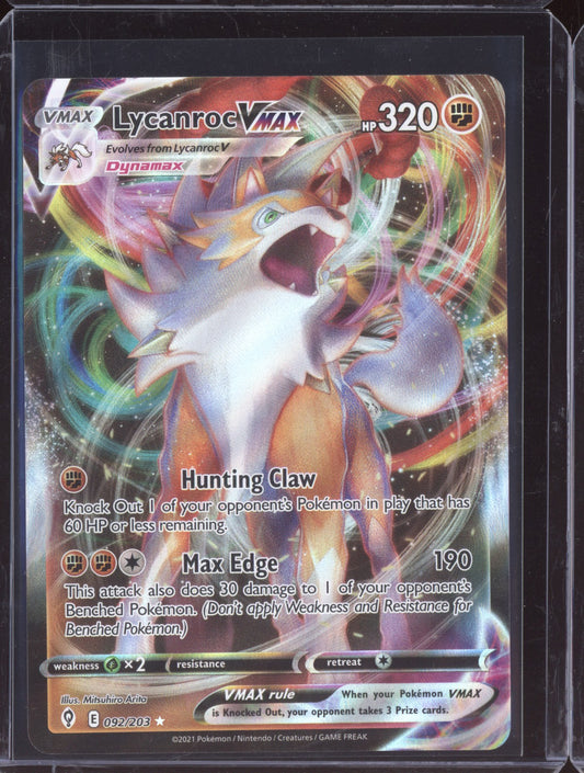 Lycanroc VMAX 2021 Pokemon Evolving Skies Holo Rare VMAX 092/203