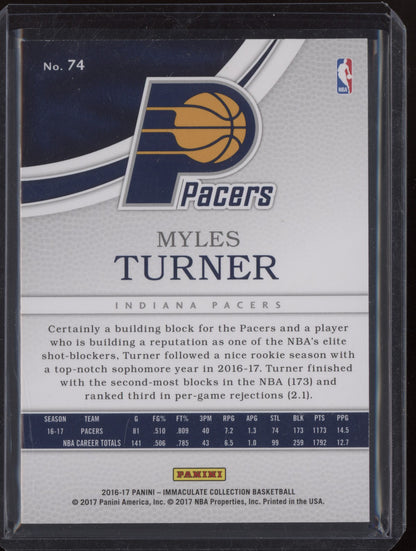 Myles Turner 2016-17 Panini Immaculate Red 23/25