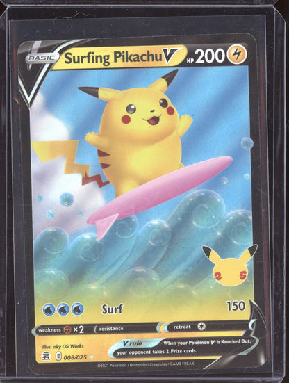 Surfing Pikachu V 2021 Pokemon Celebrations Holo Rare V 008/025