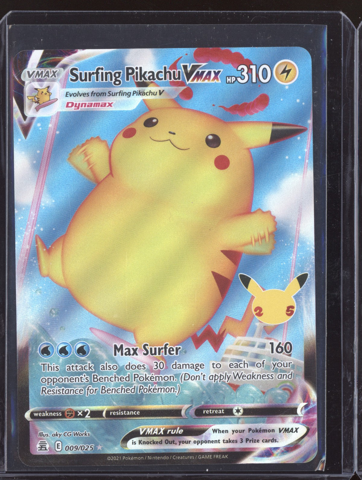 Surfing Pikachu VMAX 2021 Pokemon Celebrations Holo Rare VMAX 009/025