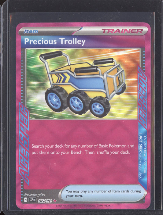 Precious Trolley 2024 Pokemon Surging Sparks ACE SPEC Rare 185/191
