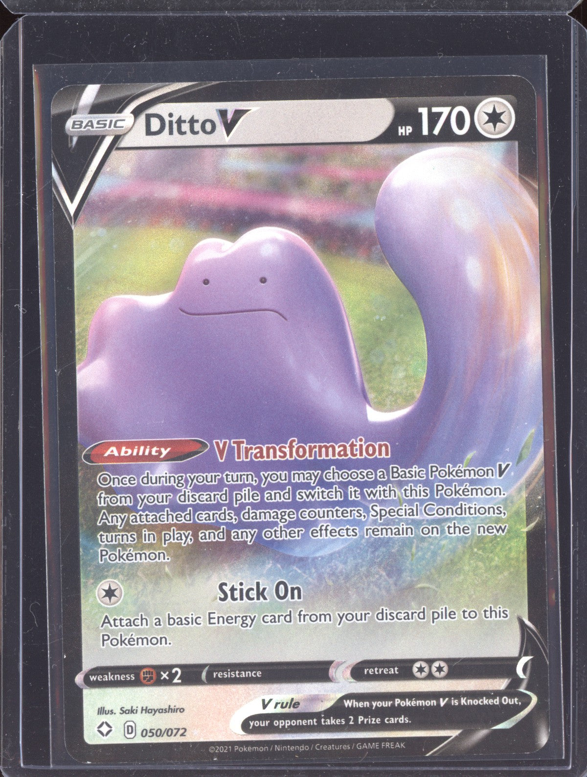 Ditto V 2021 Pokemon Shining Fates Holo Rare V 050/072