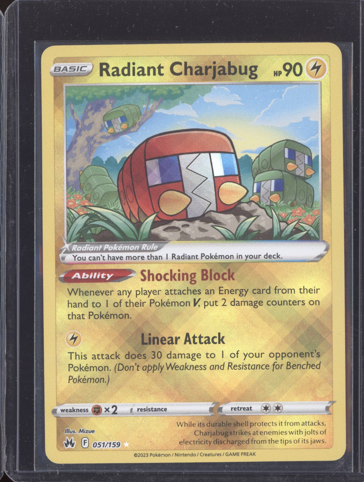Radiant Charjabug 2023 Pokemon Crown Zenith Radiant Rare 051/159