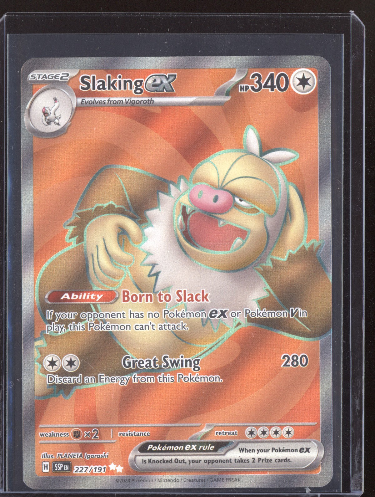 Slaking ex 2024 Pokemon Surging Sparks Ultra Rare 227/191