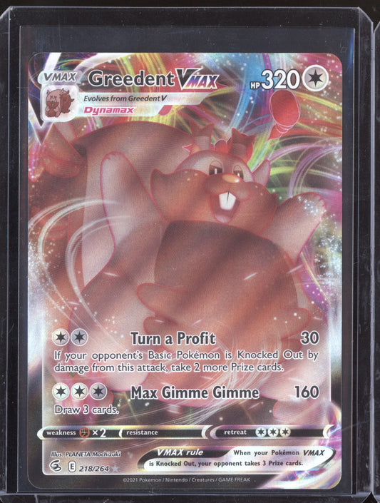 Greedent VMAX 2021 Pokemon Fusion Strike Holo Rare VMAX 218/264