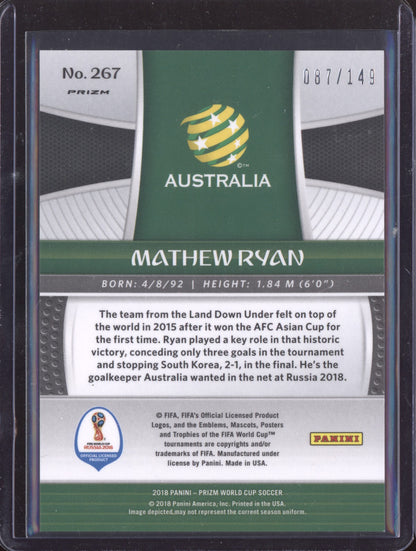 Mathew Ryan 2018 Panini Prizm World Cup Red 87/149