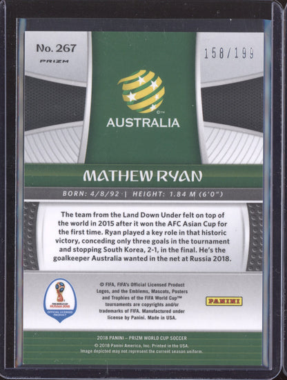 Mathew Ryan 2018 Panini Prizm World Cup Blue 158/199