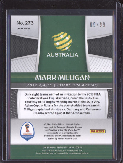 Mark Milligan 2018 Panini Prizm World Cup Purple 9/99