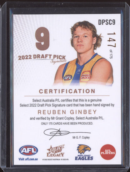 Reuben Ginbey 2023 Select Legacy Draft Pick Signature Copper 147/175