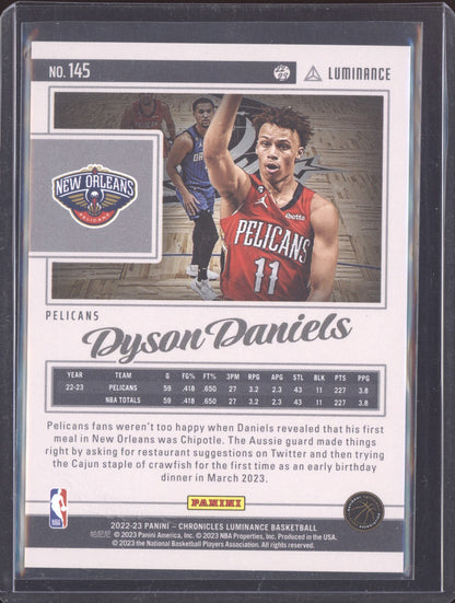Dyson Daniels 2022-23 Panini Chronicles Luminance Jade Asia RC 8/18