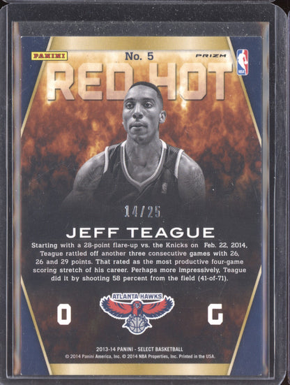 Jeff Teague 2013-14 Panini Select Red Hot Silver 14/25