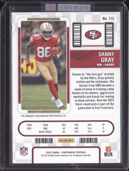 Danny Gray 2022 Panini Contenders Rookie Ticket Auto RC