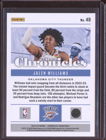 Jalen Williams 2022-23 Panini Chronicles Red RC 130/149
