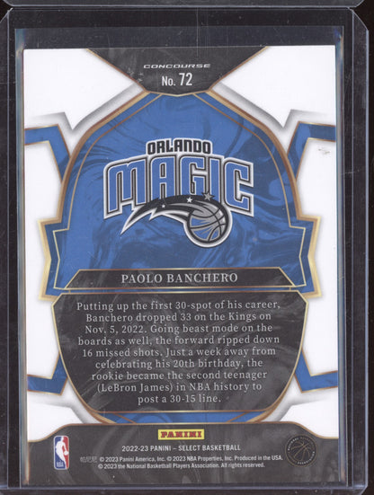 Paolo Banchero 2022-23 Panini Select Blue RC