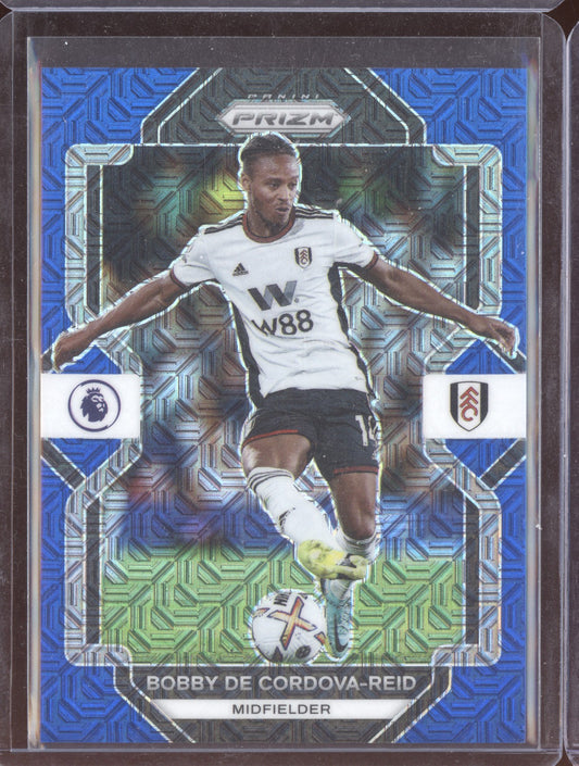 Bobby De Cordova-Reid 2022-23 Panini Prizm Premier League Blue Mojo Jersey Number 14/25
