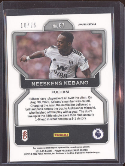 Neeskens Kebano 2022-23 Panini Prizm Premier League Blue Mojo 10/25