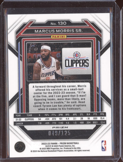 Marcus Morris Sr 2022-23 Panini Prizm Blue Cracked Ice 49/125